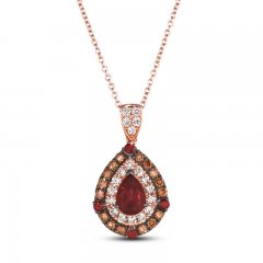 Le Vian Garnet Necklace 5/8 ct tw Diamonds 14K Strawberry Gold