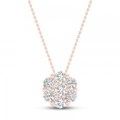 Diamond Fashion Necklace 1/5 ct tw Round-cut 10K Rose Gold 18"