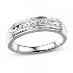 Men's Wedding Band 1/10 ct tw Round-cut 10K White Gold