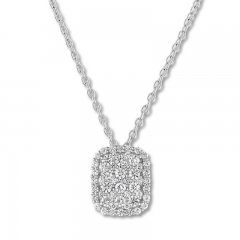 Diamond Necklace 1/2 ct tw Round-cut 10K White Gold Adjustable