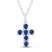 Blue Lab-Created Sapphire Cross Necklace Sterling Silver 18"