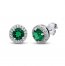 Lab-Created Emerald & White Lab-Created Sapphire Earrings Sterling Silver