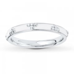 Stackable Ring White Enamel Sterling Silver