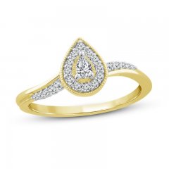 Diamond Promise Ring 1/4 ct tw Pear/Round 10K Yellow Gold