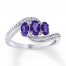 Amethyst Ring Diamond Accents Sterling Silver