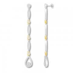 Diamond Drop Earrings 1/2 ct tw Sterling Silver/10K Yellow Gold