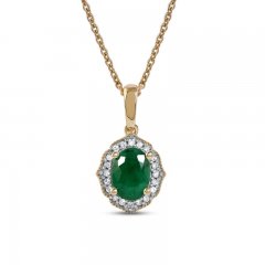 Emerald & Diamond Necklace 1/20 ct tw 10 Yellow Gold 18"