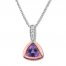 Amethyst Necklace 1/20 ct tw Diamonds Sterling Silver/10K Gold