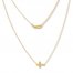 Sideways Cross Necklace 14K Yellow Gold 16" to 18" Adjustable