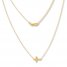 Sideways Cross Necklace 14K Yellow Gold 16" to 18" Adjustable