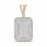 Men's Diamond Dog Tag Pendant 7/8 ct tw Round-cut 10K Yellow Gold