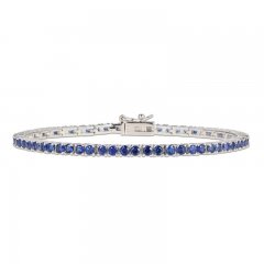 Blue Lab-Created Sapphire Line Bracelet Sterling Silver 7.25"