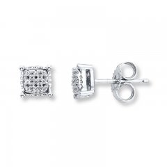 Diamond Stud Earrings 1/20 ct tw Round-cut Sterling Silver