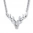 Deer Necklace 1/20 ct tw Diamonds Sterling Silver