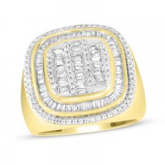 Men's Diamond Ring 1-1/4 ct tw Round/Baguette 10K Yellow Gold