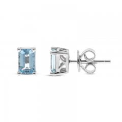 Aquamarine Stud Earrings Sterling Silver