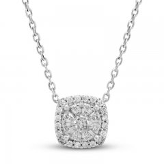 Diamond Necklace 1/4 ct tw Round/Baguette-cut 10K White Gold 18"