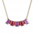 Amethyst, Garnet, & Pink Tourmaline Necklace 10K Yellow Gold