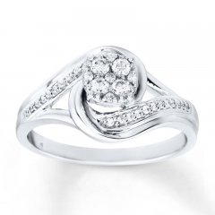 Diamond Engagement Ring 1/4 ct tw Round-cut 10K White Gold