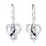 Diamond Heart Earrings 1/15 ct tw Black/White Sterling Silver