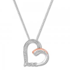 Diamond Heart Necklace Sterling Silver/10K Rose Gold