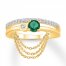 Lab-Created Emerald Chain Ring 10K Yellow Gold