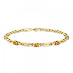 Citrine & Diamond Bracelet 10K Yellow Gold 7.25"