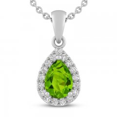 Peridot & White Lab-Created Sapphire Necklace Sterling Silver 18"