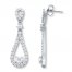 Diamond Teardrop Earrings 2 ct tw Round-cut 14K White Gold