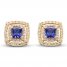 Le Vian Creme Brulee Tanzanite Earrings 1 ct tw Diamonds 14K Strawberry Gold