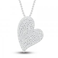 Diamond Heart Necklace 1/3 ct tw Round-cut 10K White Gold 18"