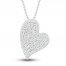 Diamond Heart Necklace 1/3 ct tw Round-cut 10K White Gold 18"