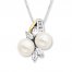 Cultured Pearl Necklace Lab-Created Sapphires Sterling Silver