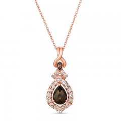 Le Vian Chocolate Quartz Necklace 1/2 ct tw Diamonds 14K Strawberry Gold