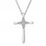 Diamond Cross Necklace Sterling Silver