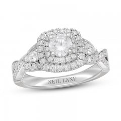 Neil Lane Diamond Engagement Ring 1 ct tw Pear/Round 14K White Gold