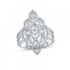 Diamond Lace Ring 1 ct tw Round-cut 10K White Gold