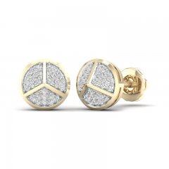 Men's Diamond Pyramid Stud Earrings 1/8 ct tw Round-cut 10K Yellow Gold