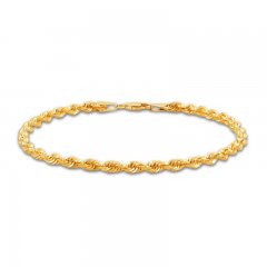 Men's Rope Chain Bracelet 14K Yellow Gold 8.5"