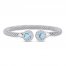 Blue & White Topaz Popcorn Mesh Cuff Bracelet Sterling Silver