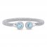 Blue & White Topaz Popcorn Mesh Cuff Bracelet Sterling Silver