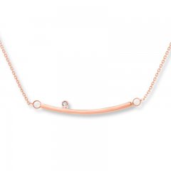 Curved Bar Necklace Diamond Accent 14K Rose Gold