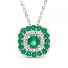 Emerald Necklace 1/15 ct tw Diamonds 10K White Gold 18"