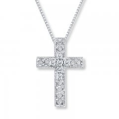 Cross/Heart Necklace 1/20 ct tw Diamonds Sterling Silver