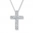 Cross/Heart Necklace 1/20 ct tw Diamonds Sterling Silver