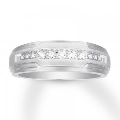 Men's Diamond Wedding Band 1/4 Carat tw 10K White Gold