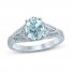 Aquamarine Engagement Ring 1/4 ct tw Diamonds 14K White Gold