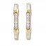 Diamond Hoop Earrings 1 ct tw Round/Baguette 10K Yellow Gold