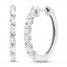 Diamond Huggie Hoop Earrings 1/2 ct tw Marquise-cut 10K White Gold