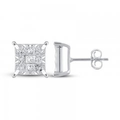 Diamond Stud Earrings 3/4 ct tw 10K White Gold